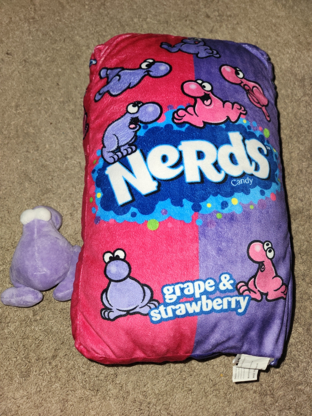 Nerds Candy Pink And Purple Plush Pillow With Purple Nerd - Picture 3 of 4